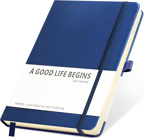 SAYEEC Cuaderno de diario forrado de 1 paquete, cuaderno de tapa dura A5 para trabajo con bolsillos, papel grueso de 200 páginas, tamaño mediano de