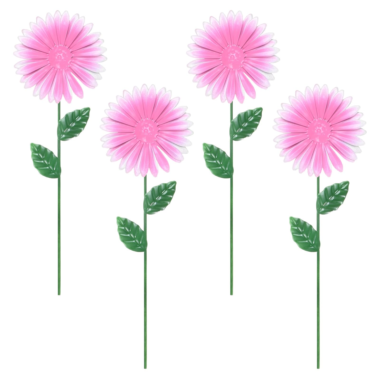 M METERXITY 4 Pack Small Flower Garden Decor Stakes 8.66in Pink
