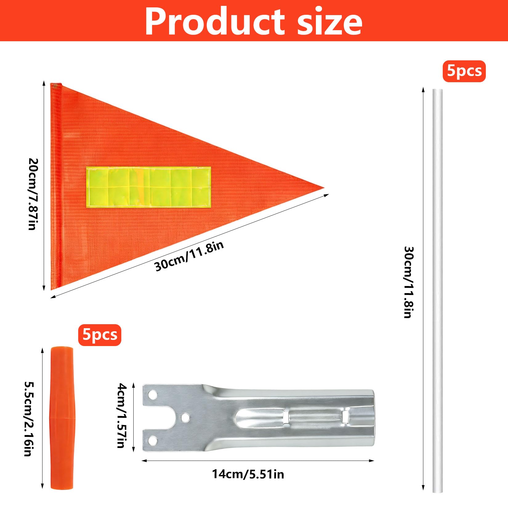 13 Pcs Drapeau de Vélo avec Tige pour la Sécurité, Fanions pour Remorque de Vélo, Fanion de Sécurité Réglable, anneau d'avertissement, Accessoires inclus