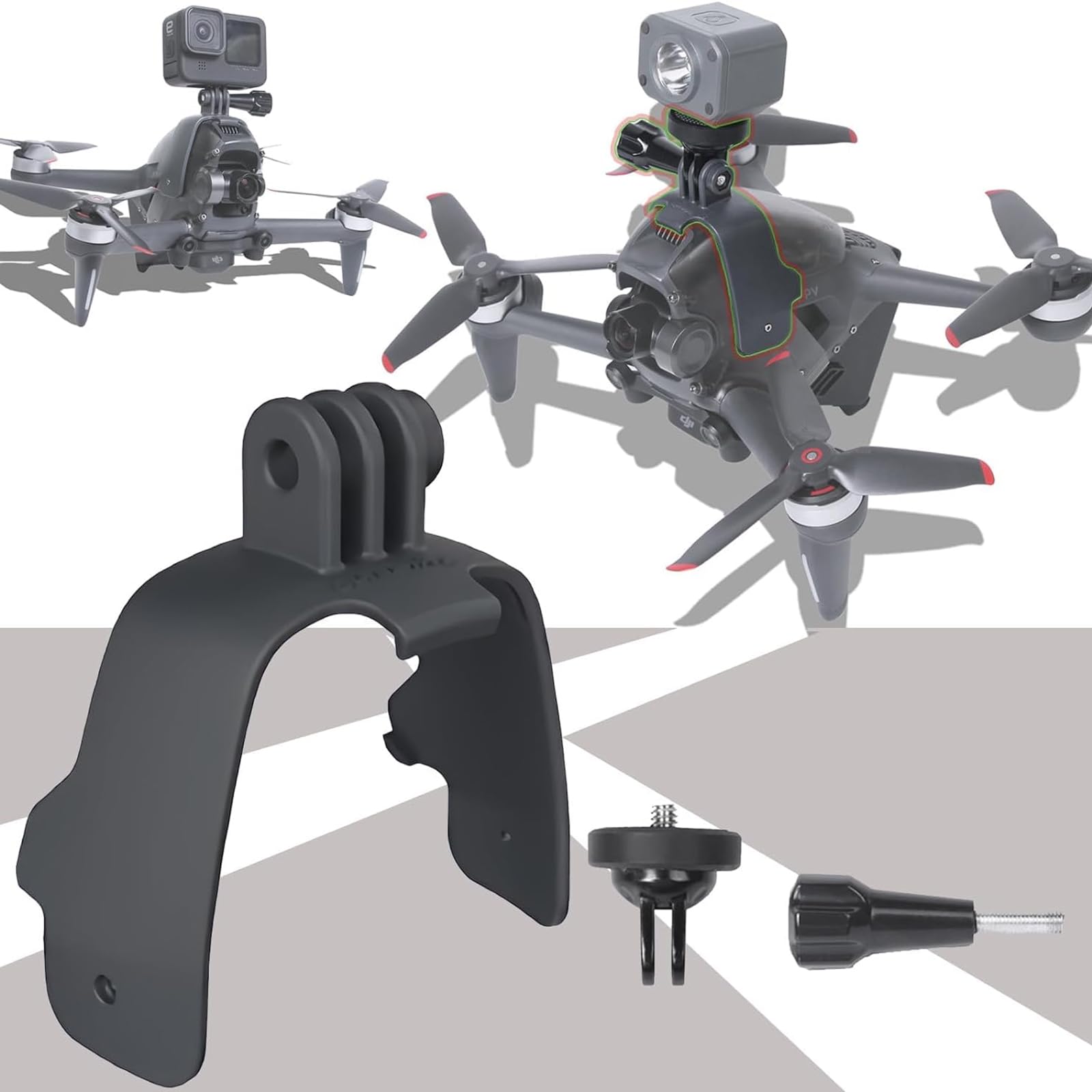 HonboboAccessory for Insta360 One RS/dji Action 2/dji FPV Drone, FPV  Extension Bracket Mount Adapter Holder Fixed Compatible with Insta360 One 