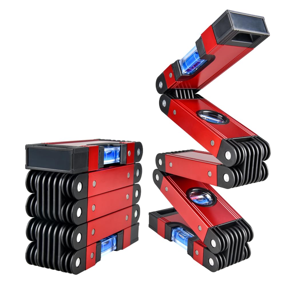Herramienta de nivel plegable multifunción, 28 pulgadas, multiángulo, plegable, medición precisa, nivel de aleación de aluminio, herramientas de carpintería con 4 burbujas de nivel para