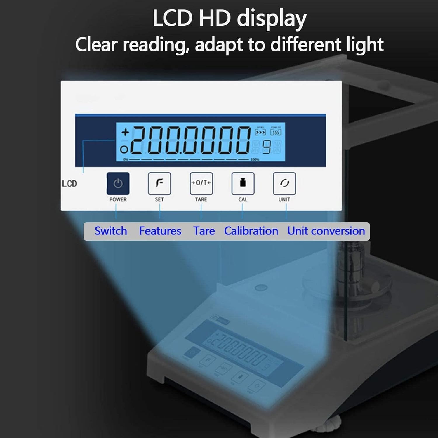 Balanza analítica de laboratorio de 0,1 mg, escala de precisión, báscula electrónica digital de alta exactitud, pesas y plato de pesaje de acero inoxidable, adaptador ded,One Color-220g/0.0001g