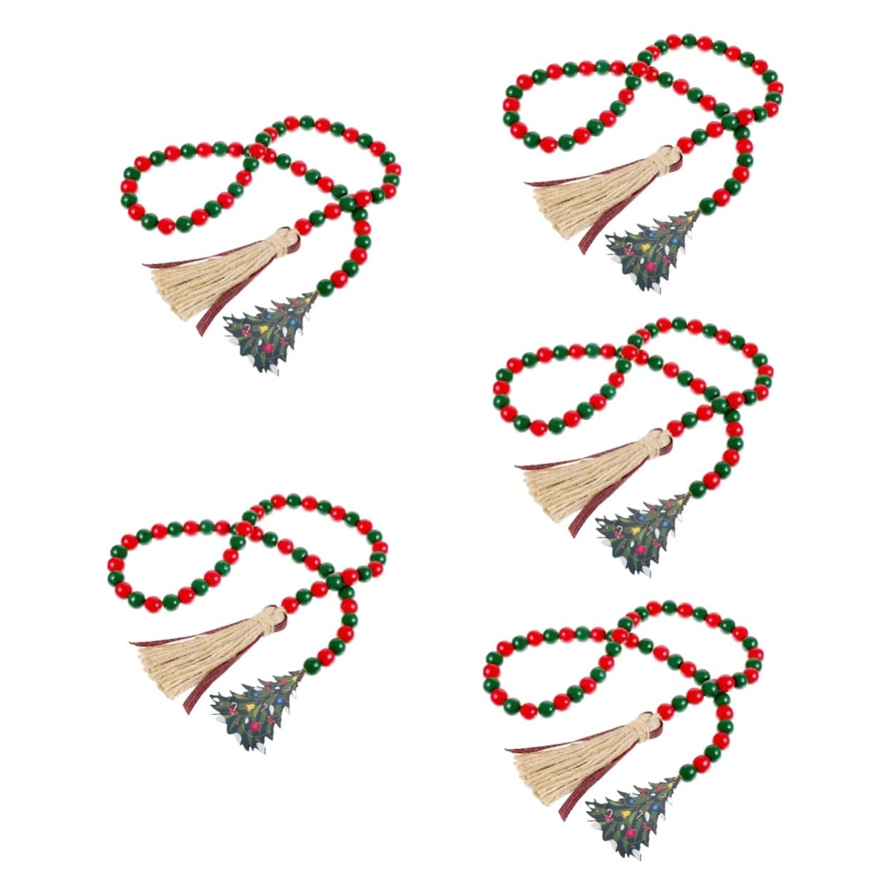 Ciieeo 5st Weihnachtsperlen Aus Holz Heimdekoration Weihnachtskranz Weihnachtsdekorationsset Weihnachtsperlengirlande Rote Quaste Weihnachten Perlenquaste Im Weihnachtsstil Hanfseil