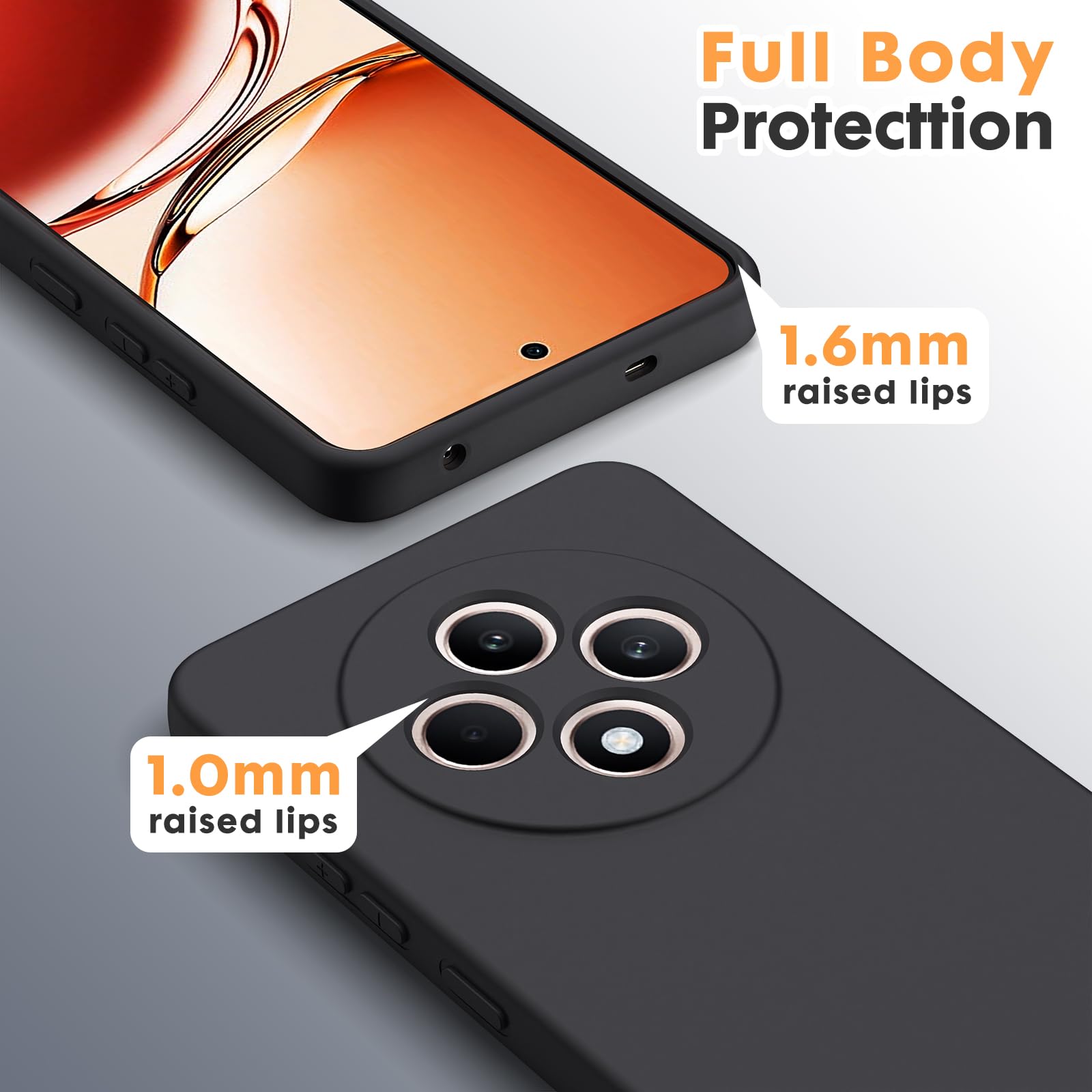 Byvuwiay Cover per Oppo Reno 12F / Reno 12 FS 5G, Morbida Silicone Liquida TPU Protettivo Ultra Slim Custodia Antiurto, Custodia Compatibile con Oppo Reno 12F / Reno 12 FS 5G - Nero