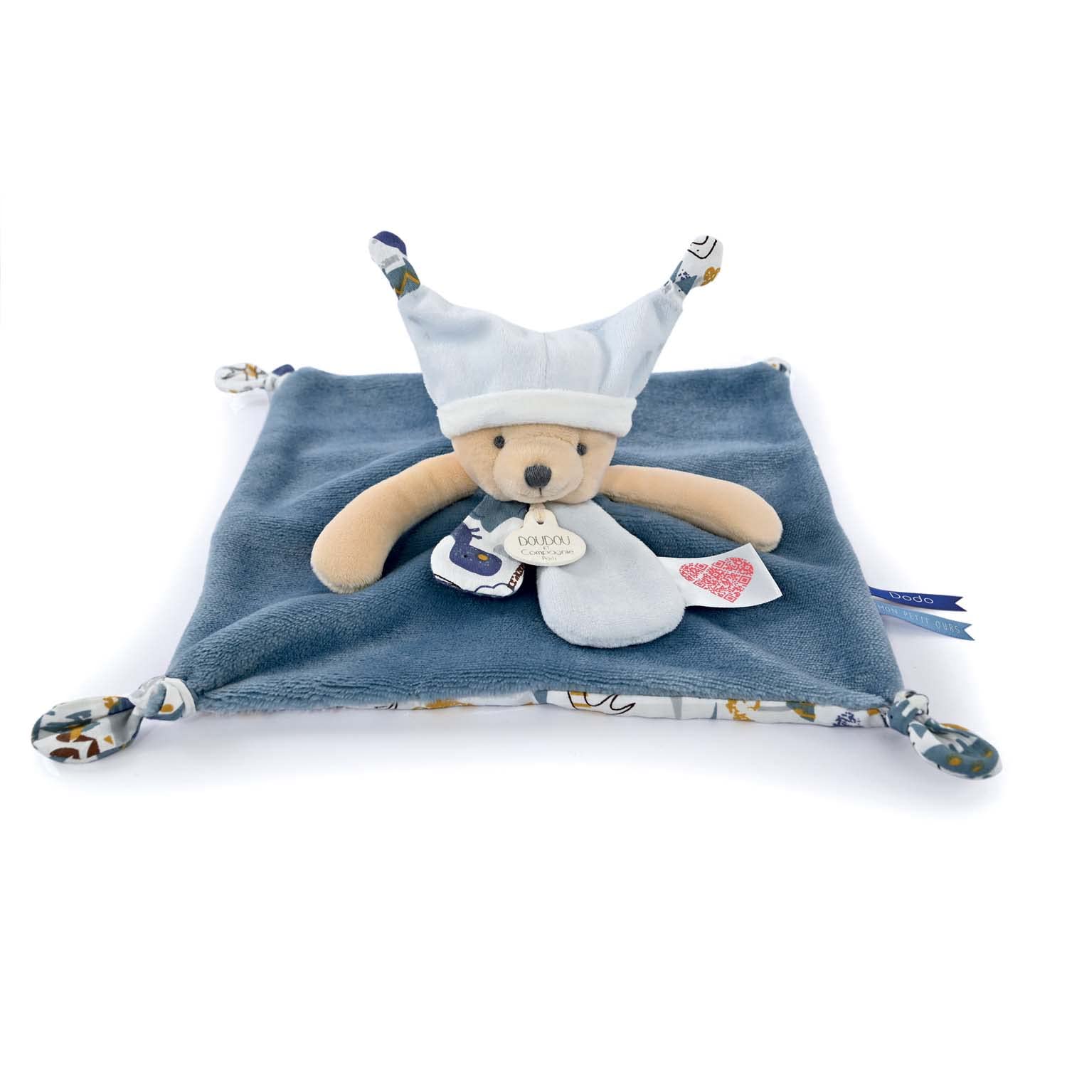 Doudou et Compagnie - Peluche Mascotte ufficiale dei Giochi Olimpici di Parigi 2024 - Doudou piatto con anello in legno - Dalla nascita - Per neonati - 25 x 25 cm - JO2422