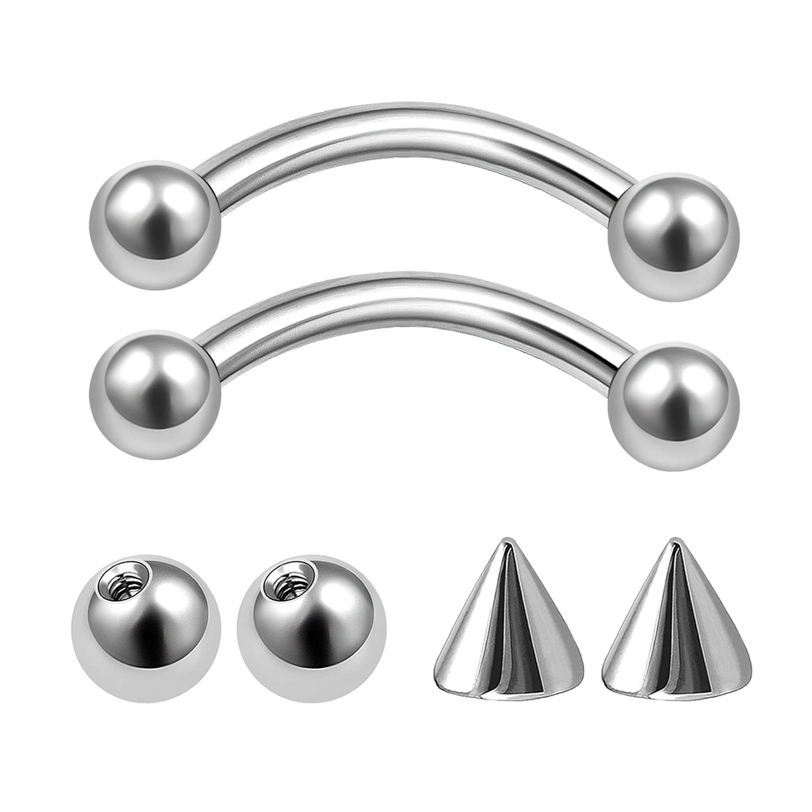 Rook Piercing 8Pcs Surgical Steel 16g 1/2 12mm Curved Barbell Bar