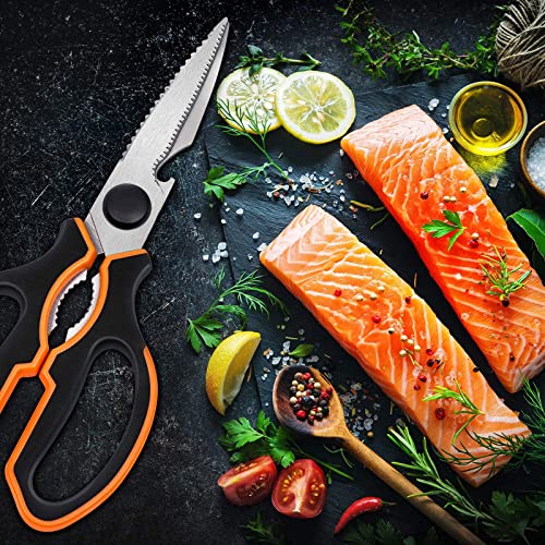 Vitalismo Küchenschere Allzweckschere Rostfreier Edelstahl Haushaltsschere 21cm Spülmaschinenfest Universalschere mit Klingenschutz Flaschenöffner Linkshänder Schere Küche für Fisch Geflügel Nüsse - Image 7