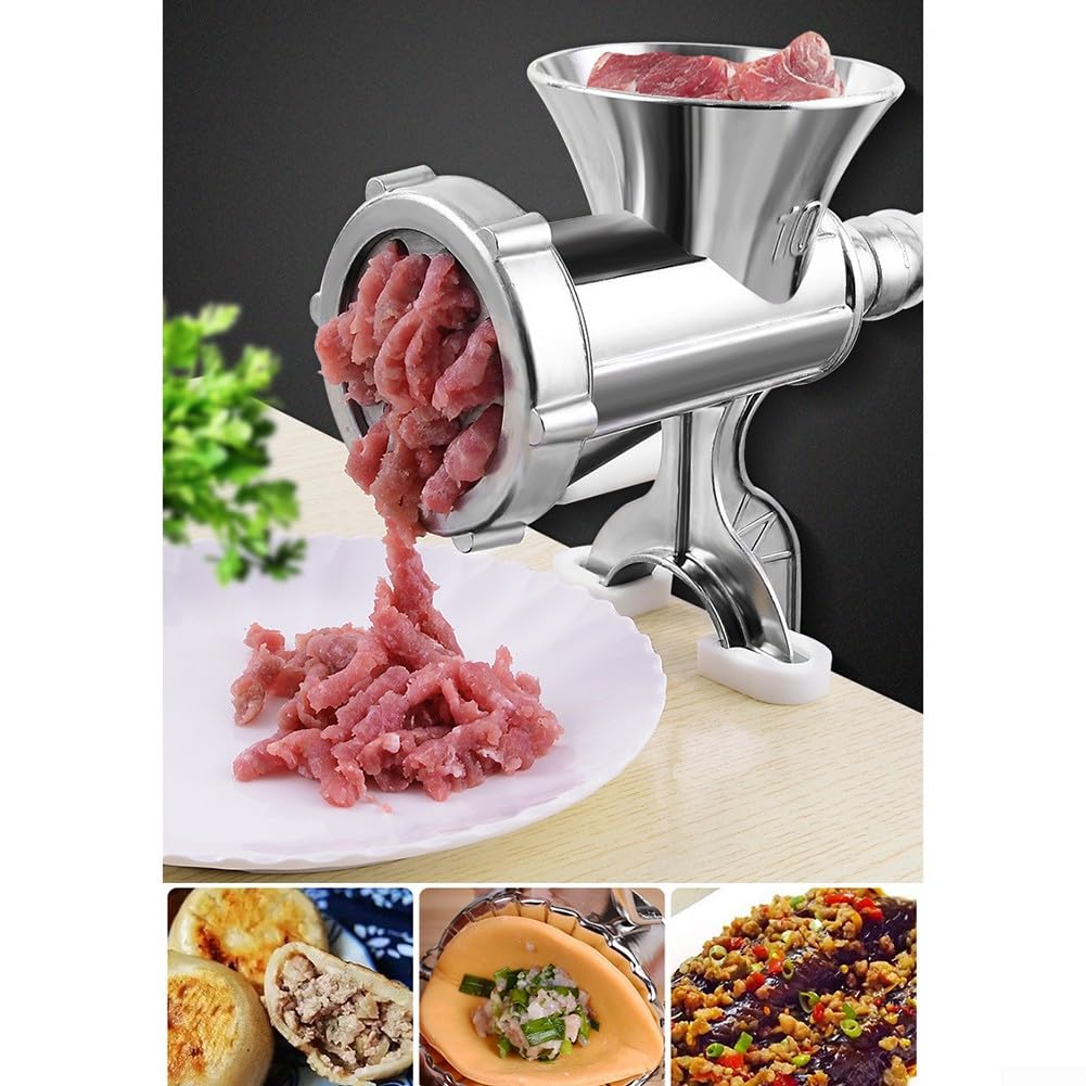 Molinillo manual de carne con manivela y relleno de salchichas en metal, multiherramienta de cocina para carne picada, para tareas de preparación de ajo, chile y salchichas (S)