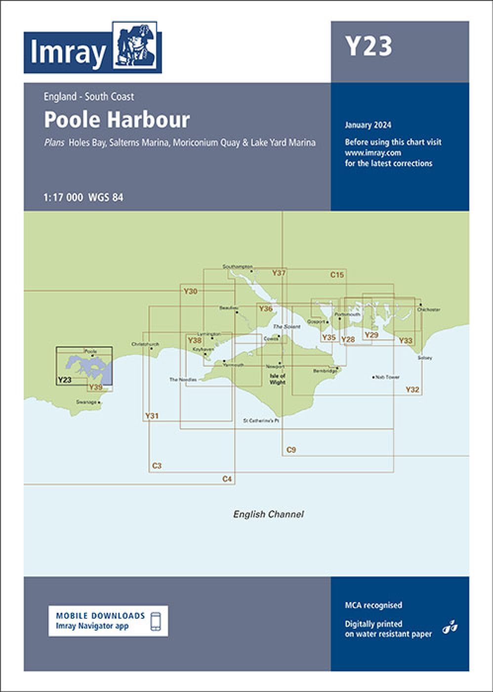 Y23 Poole Harbour Poole Harbour by Imray Y Series (Sheet map, folded)