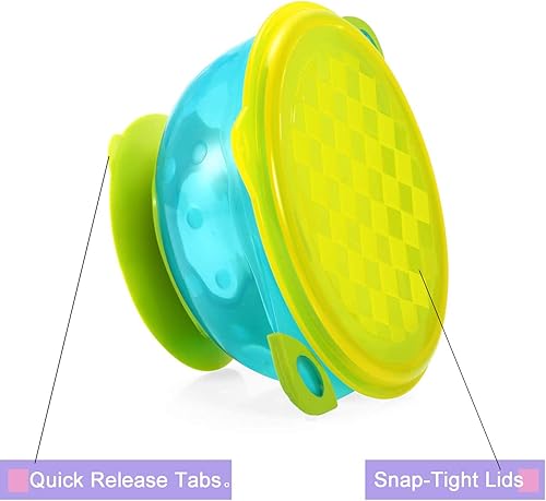 Miniatura 5 de PandaEar Cuencos apilables con ventosas para bebés, a prueba de derrames, 3 tamaños para niños pequeños, con utensilios de alimentación de silicona