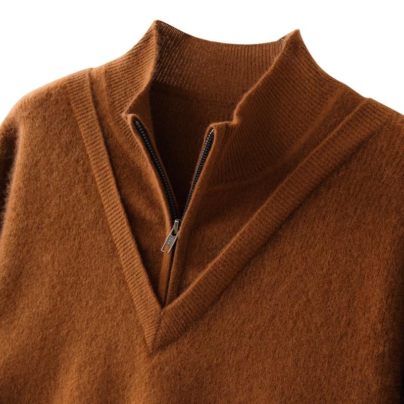 Cashmere Sweater Men's Thickened Long Sleeve Half-Zipper Pullover Business Casual Knitted Sweater3