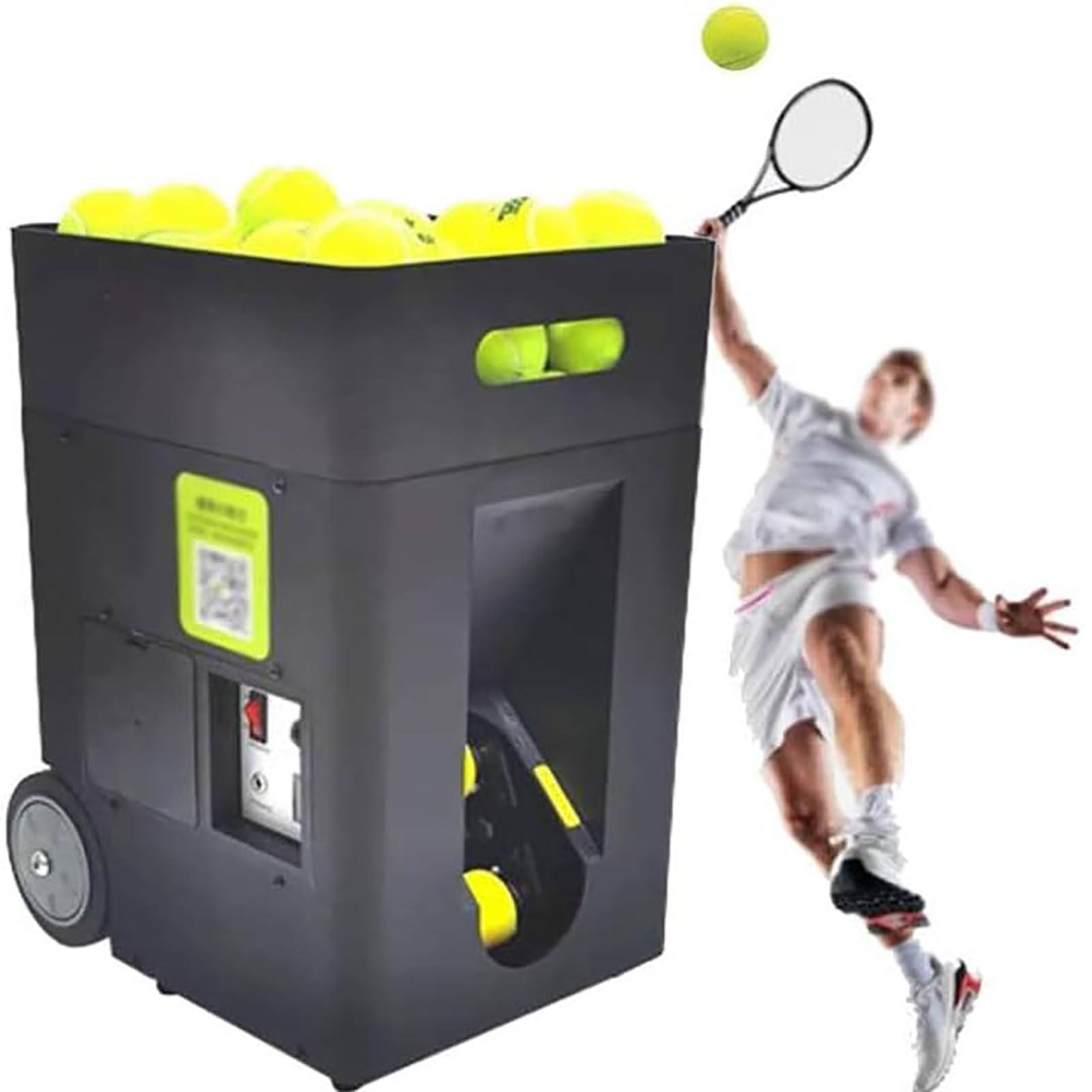 Máquina de Pelotas de Tenis, Lanzador Automático de Pelotas de Tenis Portátil, Control Remoto y App, Dificultad Personalizable, 3 Niveles Ajustables, Capacidad 50 Pelotas, Ideal para Principiantes