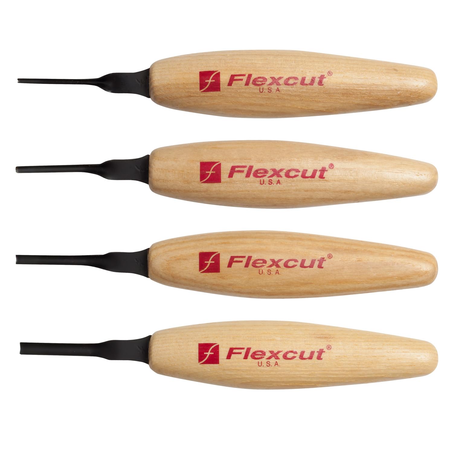 FLEXCUT Carving Tools, Sweep Micro Tool Set, Razor Sharp High Carbon Steel Blades, Set of 4 (MT300)
