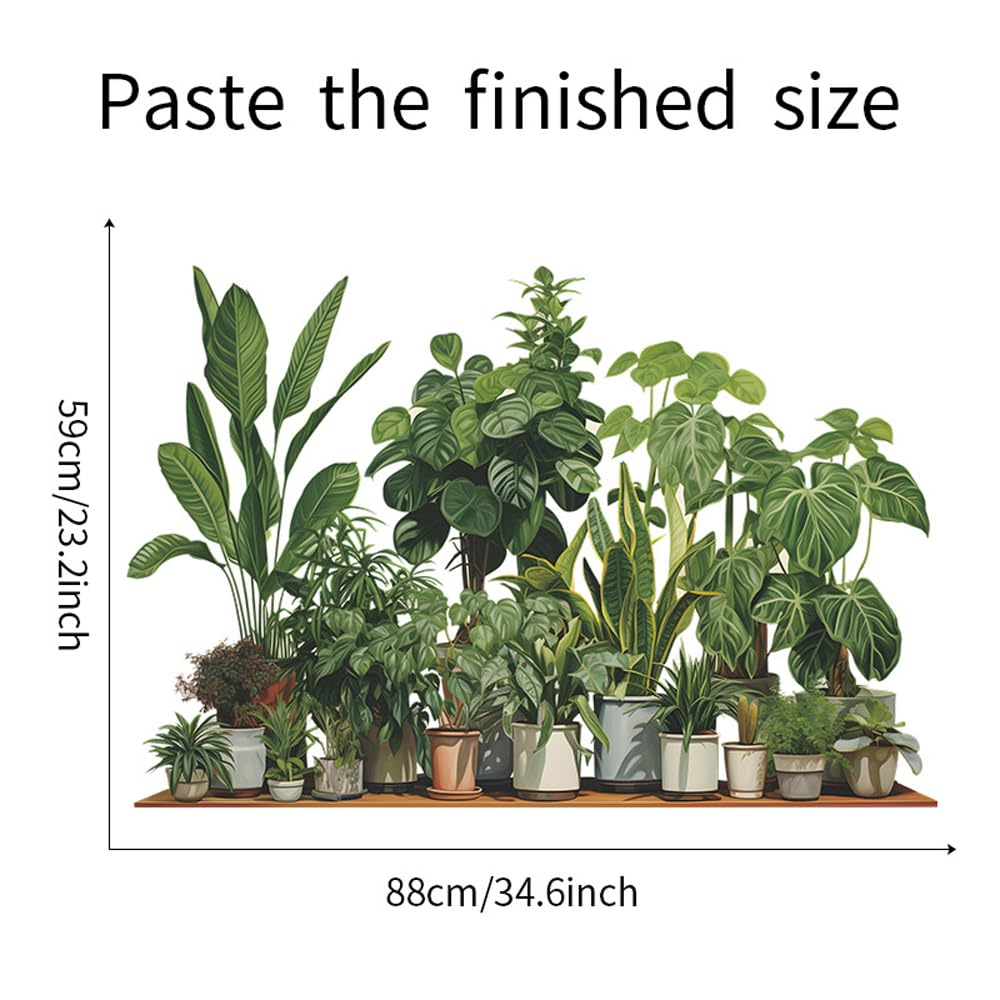 HAOHUODUO Tropical Green Plant Potted Tortoiseshell Leaf Wall Sticker Living Room Decoration Decorative Wall Stickers Home Decor Wall Decor 23.2x34.6 Inch