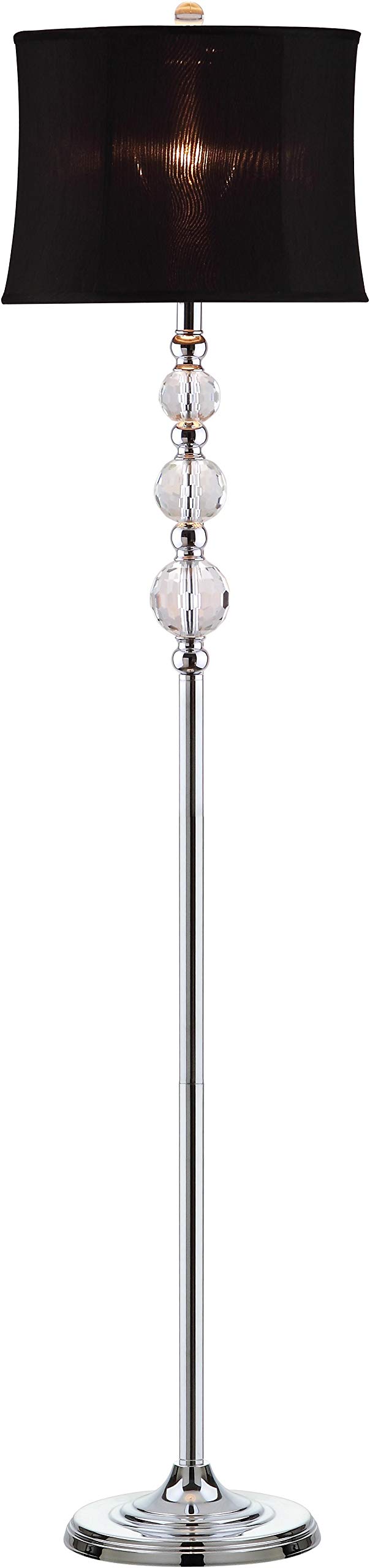 Lighting Collection Venezia - Lámpara de pie de pie para sala de estar, dormitorio, oficina en casa, cristal transparente y negro, 61 pulgadas (bombilla LED incluida)