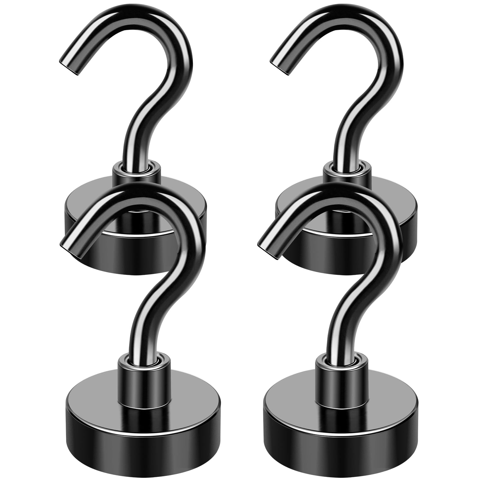 LOVIMAGBlack Magnetic Hooks, 30lbs Strong Magnetic Hooks Heavy Duty with Epoxy Coating for Refrigerator, Magnetic Cruise Hooks for Hanging, Classroom, Office, and Kitchen - Pack of 4