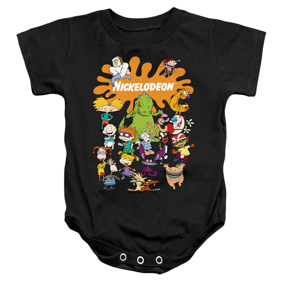 Popfunk Nickelodeon Brand Nick Splat Group Unisex Infant Snap Suit for Baby (6 Months) - Black