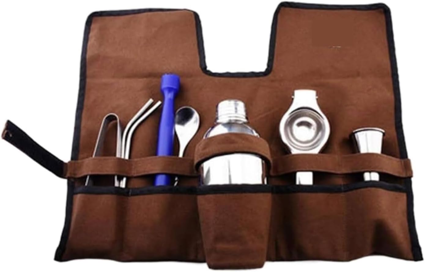 Juego de coctelera de acero inoxidable 9 piezas con bolsa de lona