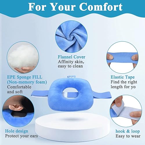 Miniatura 3 de Mistuki Almohada de perforación para los oídos para durmientes de lado con agujero CNH Donut Protector Almohada Almohada Presión de Oído Dolores