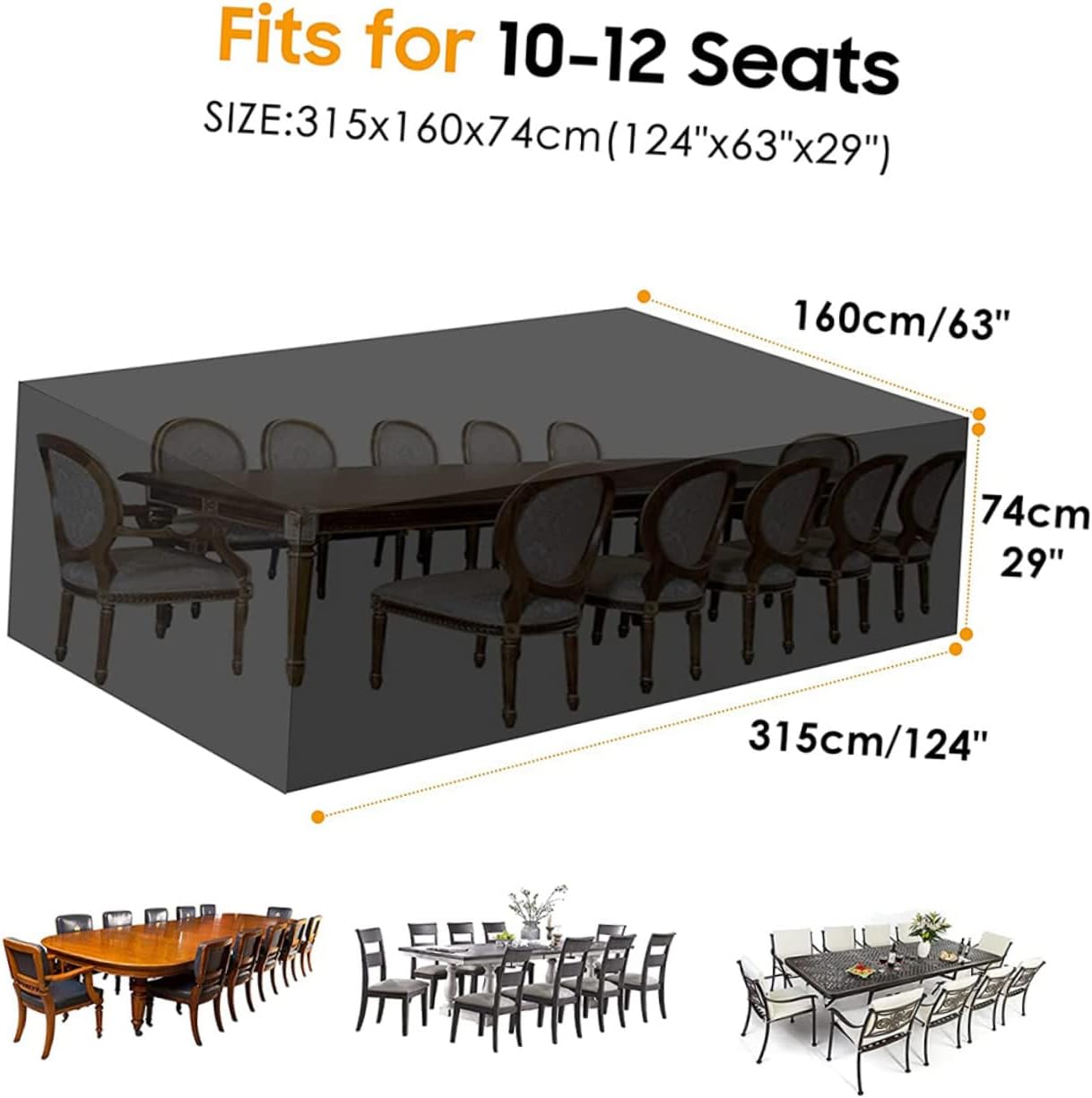 Outdoor Patio Furniture Cover Heavy Duty Oxford Cloth Table and Chair Protector Wind and for Garden and Deck Use