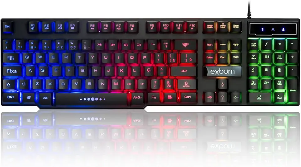 Teclado Gamer Usb Semi Mecânico Iluminado Exbom Bk-152c