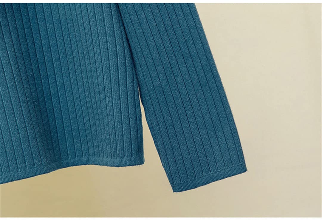 Pull en tricot pour femme - Pull à boutons - Printemps et automne - Chaud - Col roulé - Pull décontracté, Noir , M
