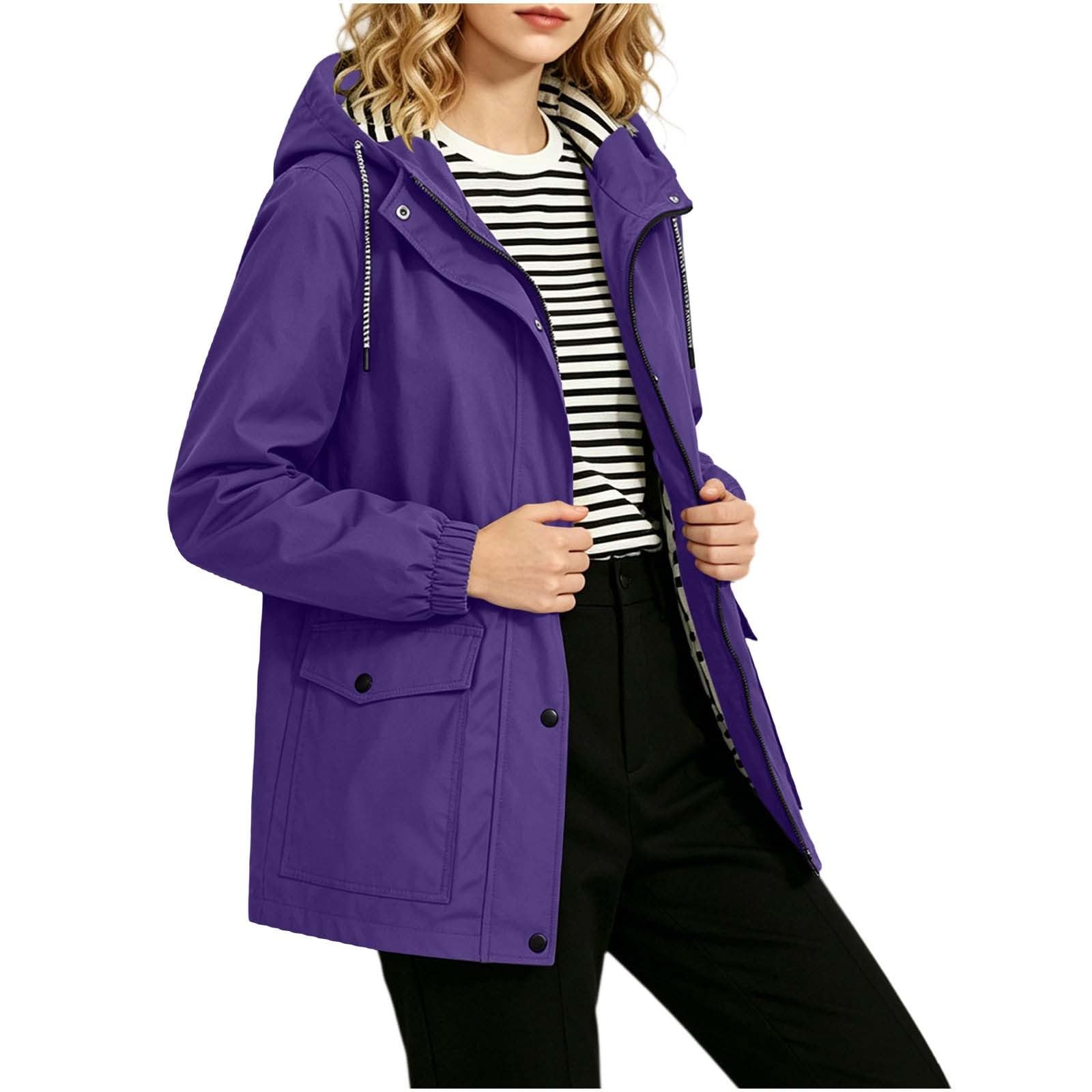 Generisch Giacca a vento oversize con isolamento leggero, cappuccio, dimensioni ripiegate, tasche e motivo a righe, ideale per escursioni all'aperto.