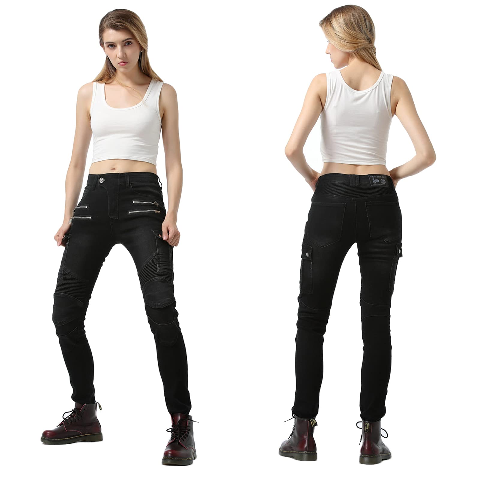 Damen Motorradhose Motorrad Jeans Biker Trousers Motorrad Hose Fahrrad Riding Schutzhose, 4 x Schutz Ausrüstung
