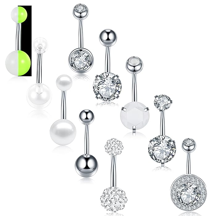 Buy 10 PCS 14G Stainless Steel Navel Rings Belly Button Piercing Navel