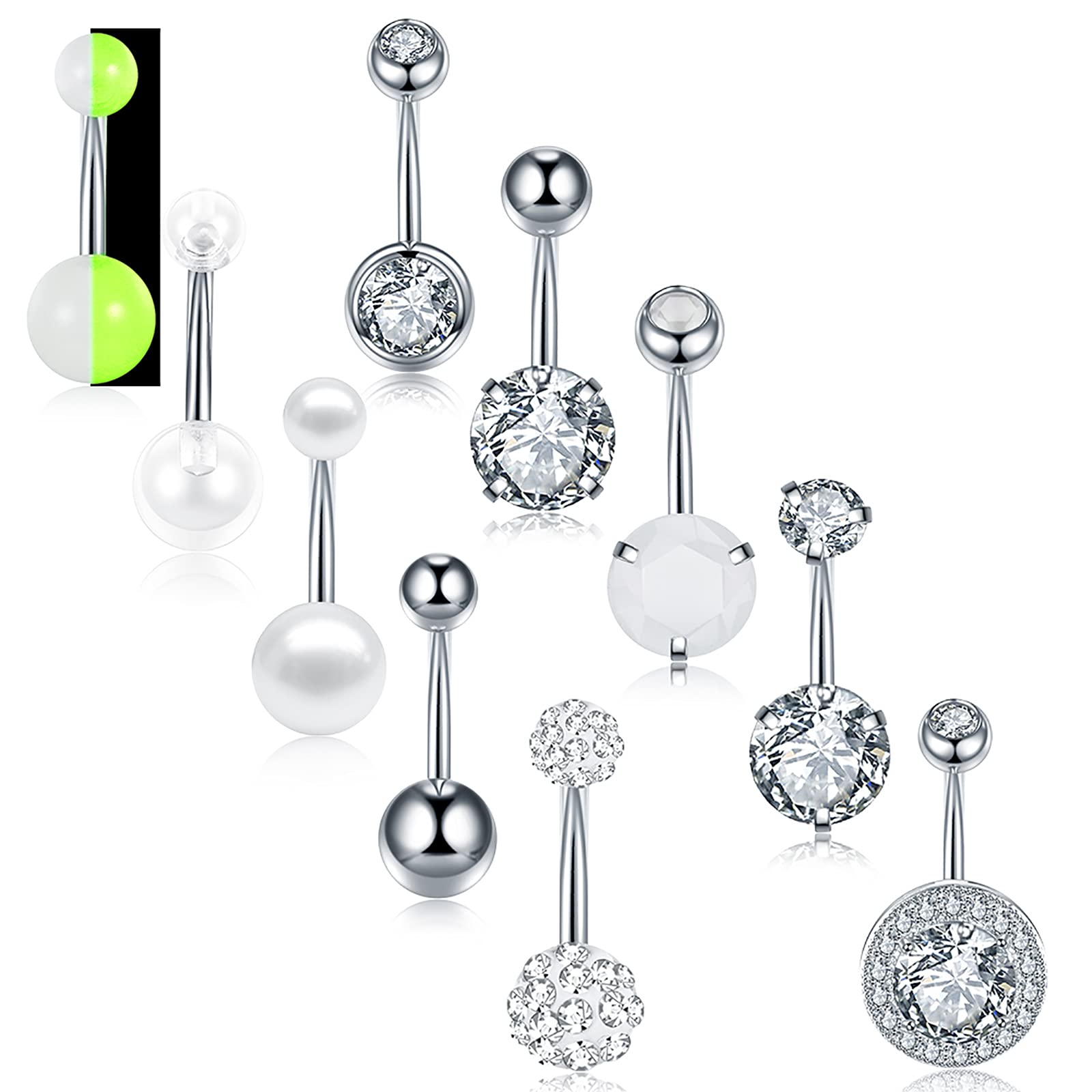 Buy 10 PCS 14G Stainless Steel Navel Rings Belly Button Piercing Navel