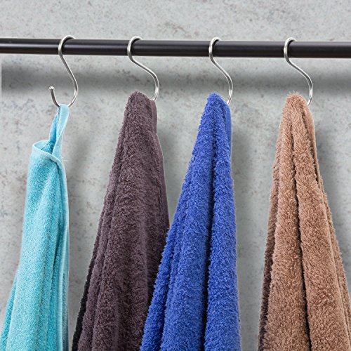 Prudance Larger Round S Shaped Stainless Steel Hanging Hooks Set with 10 Hooks - Ideal for Pots, Pans, Spoons & Other Kitchen Essentials - Perfect for Clothing