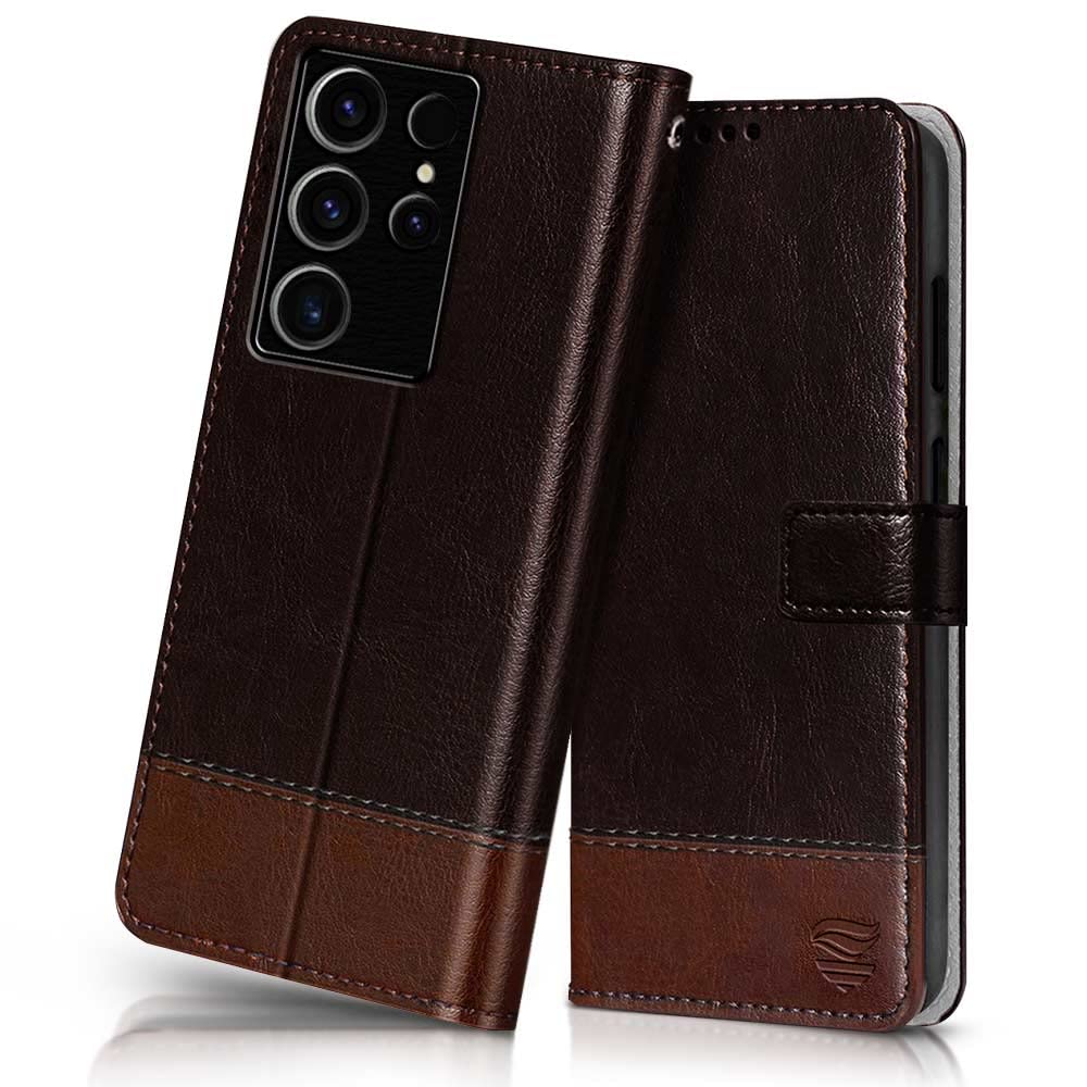 FLIPPED Vegan Leather Flip Case Back Cover for Samsung Galaxy S23 Ultra 5G (Flexible, Shock Proof | Hand Stitched Leather Finish | Card Pockets Wallet & Stand | Coffee with Brown) (B0BTJ2SLG4) Amazon Price History, Amazon Price Tracker