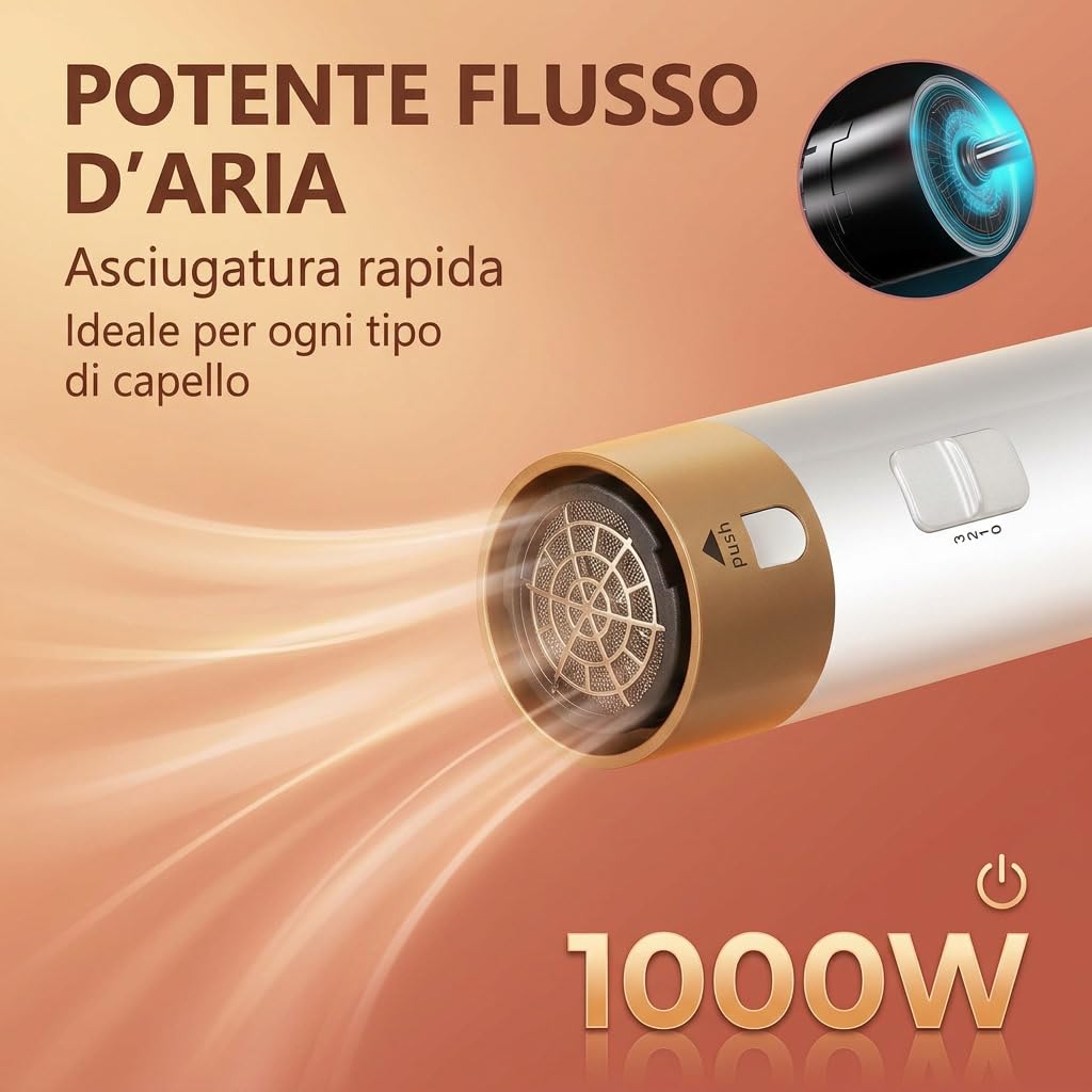 Bellora Beauty Milano MultiStyler 5 in 1—Styler Capelli Multifunzione Con Tecnologia Airflow Per Asciugare Lisciare E Creare Onde Ricci O Look Naturali A Casa (Rosa (Manuale In Inglese))