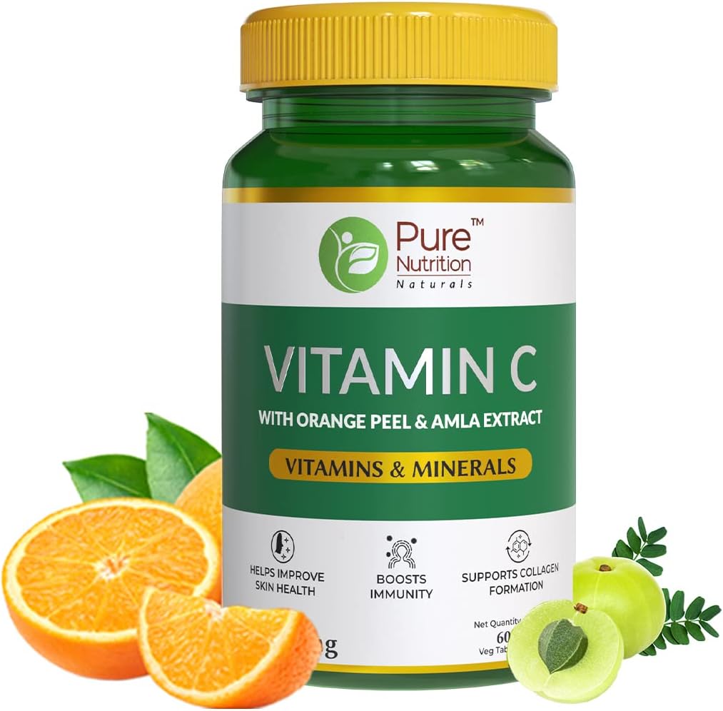 Pure Nutrition Vitamin C with Natural Amla and Orange Peel Extract. Antioxidants Rich with Immunity Support. 1250mg / 60 Tabs