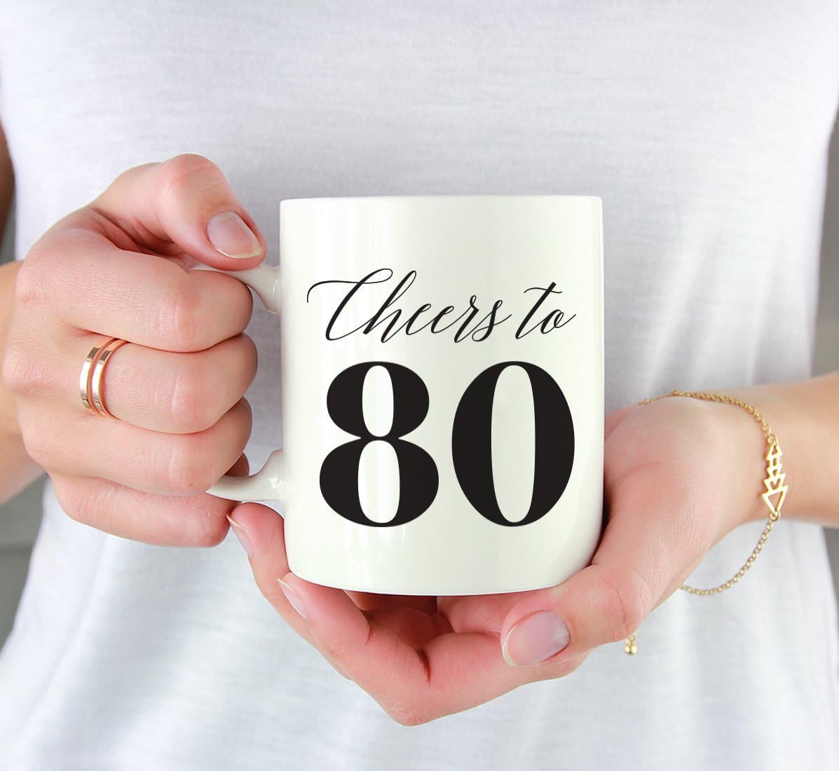 Andaz Press 11oz. Milestone Birthday Coffee Mug Gift, Cheers to 80, 1-Pack, 80th Birthday Anniversary Unique Gift Ideas