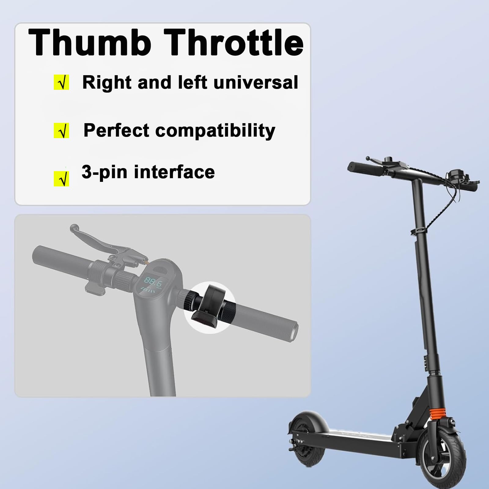 1 Pezzo Acceleratore Monopattino Elettrico, Plastica Scooter Acceleratore Acceleratore per Scooter Elettrico Adatto per la Maggior Parte dei Modelli di Scooter(Nero)