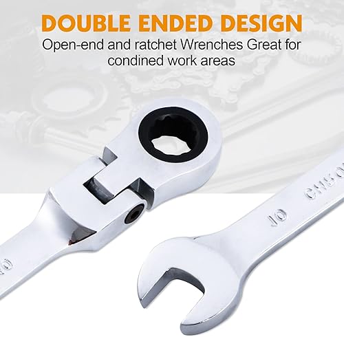 Miniatura 2 de B4B BANG 4 BUCK Llave de trinquete de 0394in con cabeza flexible llave combinada de trinquete métrico de 72 dientes para espacio reducido