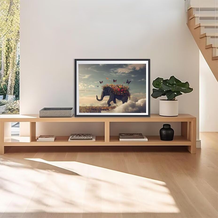 Diamond Painting Éléphant abstrait 5D DIY grand format 90x120 cm
