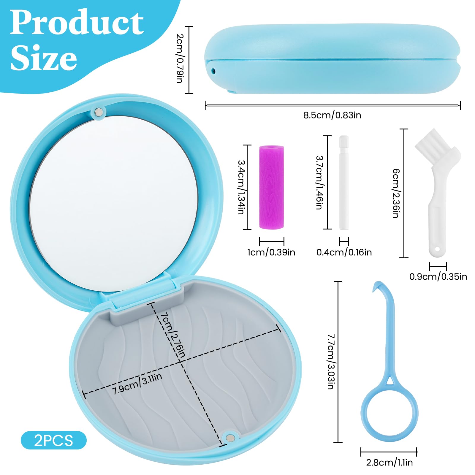 Caja Férula Dental con Herramienta de Eliminación de Alineadores y Masticador Invisible, 2 Piezas, Apto para Ortodoncia (Azul+Negro)