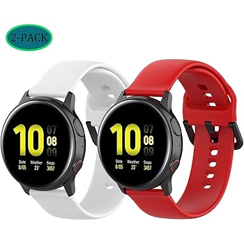 Amazon Com Fit For Samsung Galaxy Watch Active 2 40mm 44mm Watch Bands 20mm Silicone Replacement Band Straps Wristbands Fit For Garmin Forerunner 245 Music For Women Men White Red Large