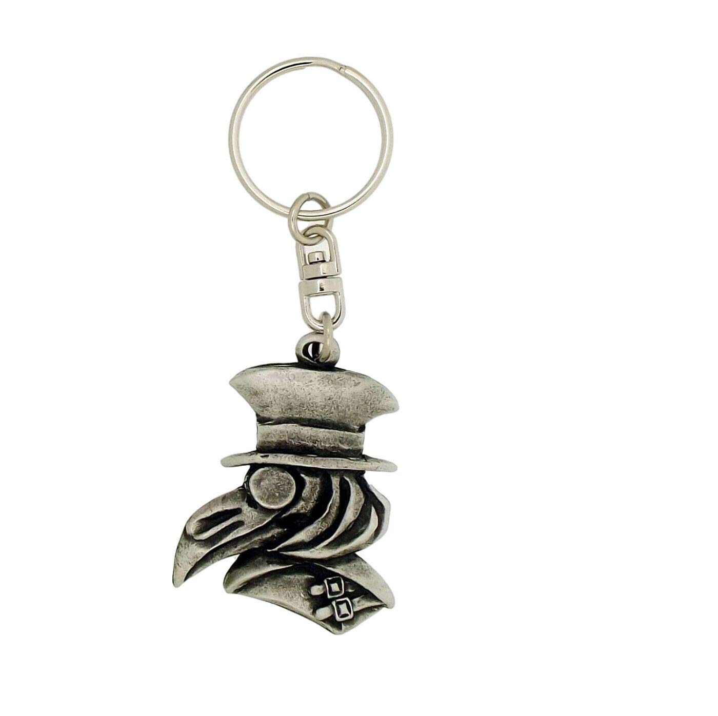 Emblems-Gifts Plague Doctor Handcrafted from Solid Pewter In the UK Key Ring Hin-KR1422 + 59mm Button Badge