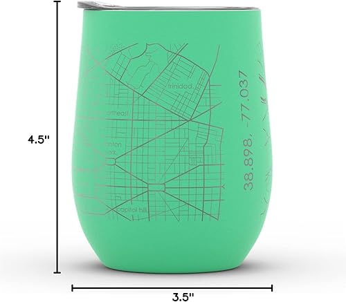 Vista 1195 de Well Told Lexington Kentucky Map - Vaso de vino aislado con grabado de mapa de Kentucky, taza de acero inoxidable grabada (12 onzas, verde domingo)