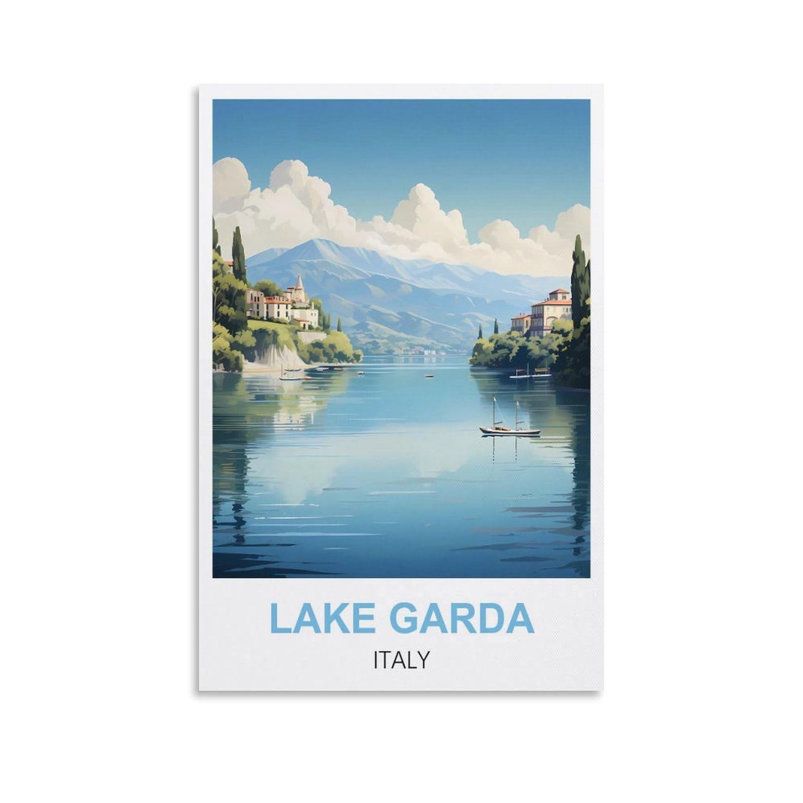 Cyyhgee Unframe-Style Lake Garda Italy Vintage Travel Posters 12X18inch(30X45cm) Canvas Poster Wall Art Living Room Home Decor