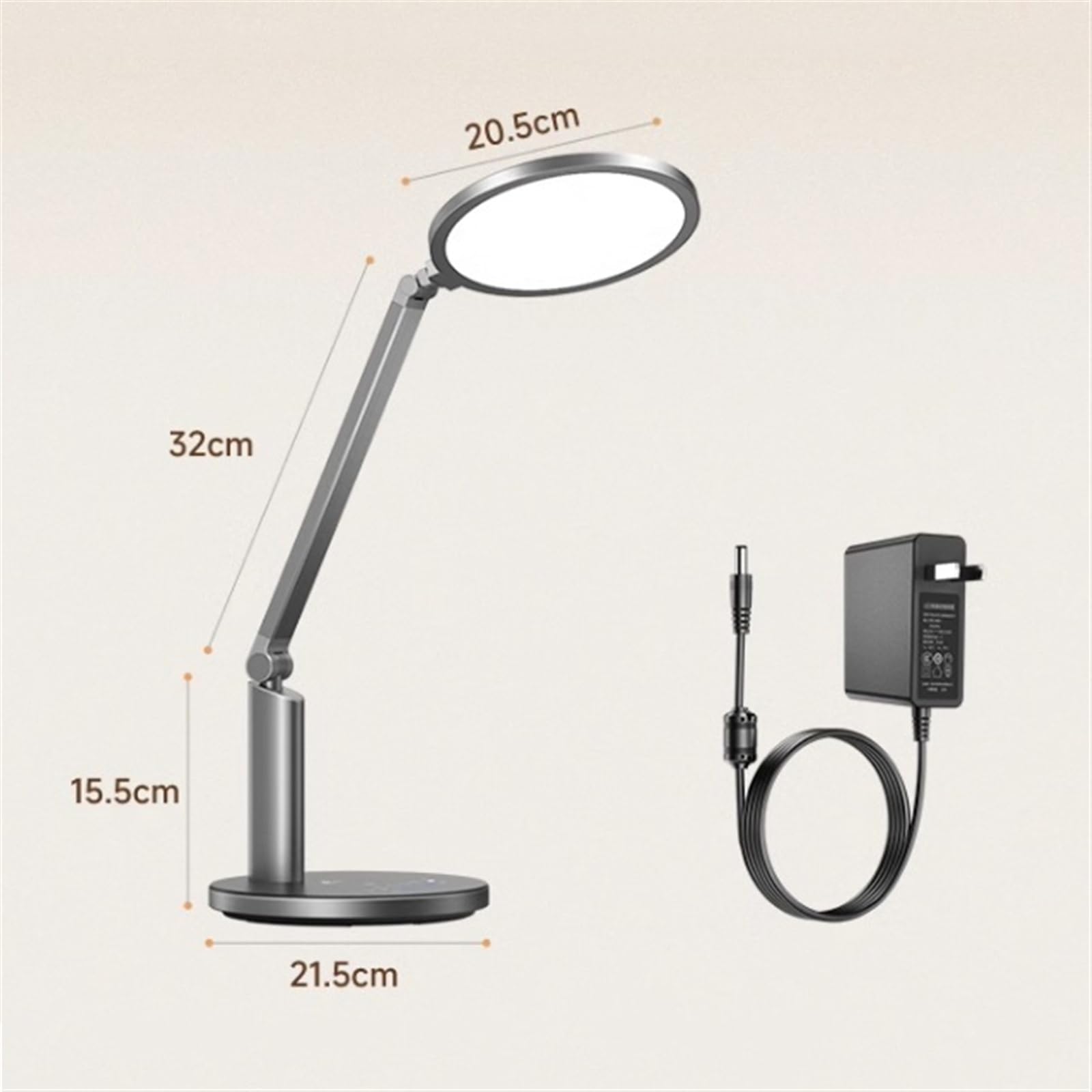 Lampa stołowa Lampa biurkowa LED do domowego biura, inteligentne przyciemniane lampy stołowe 18 W, ochrona oczu, 3 tryby temperatury barwowej, timer 45 minut, światło nocne, szary