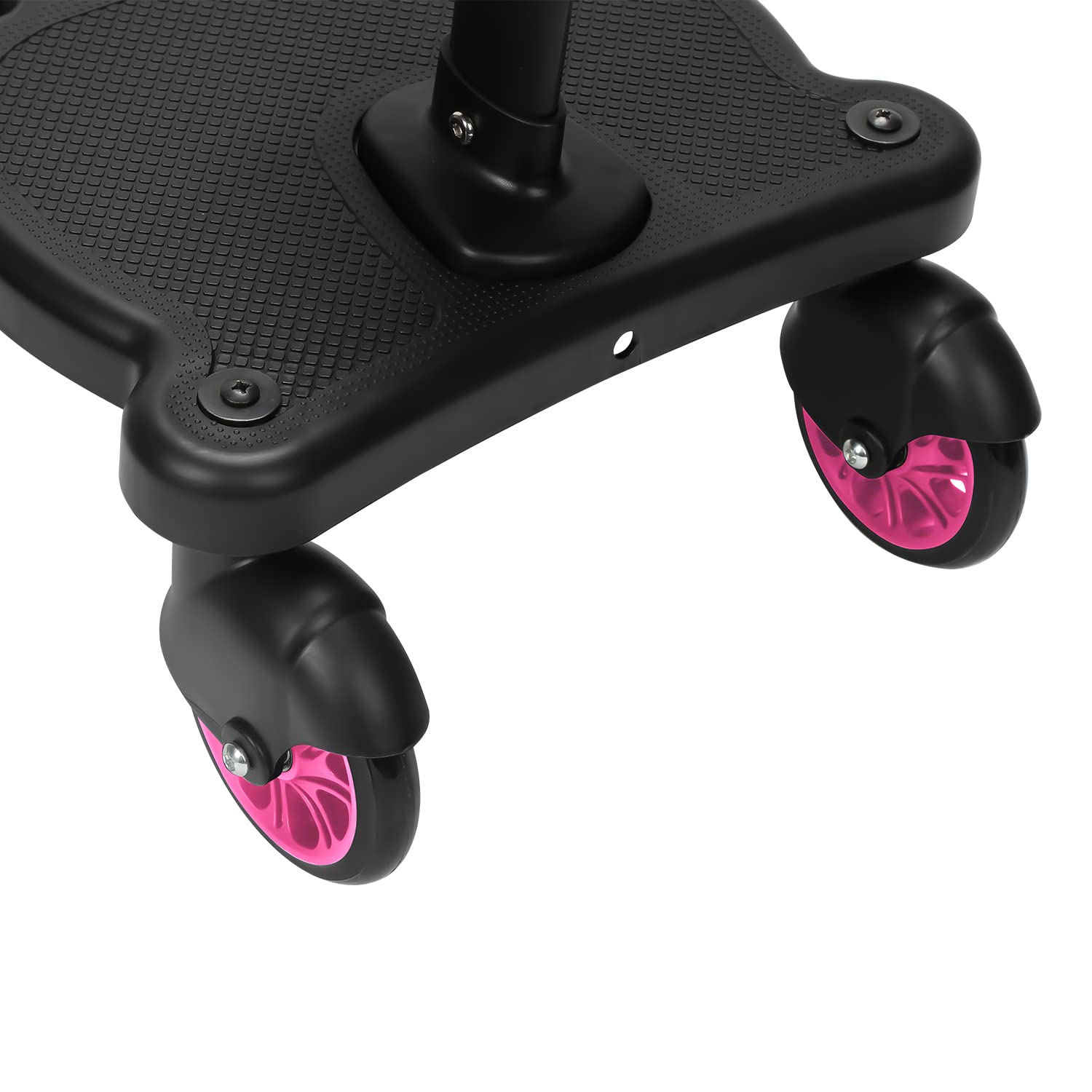 Buggy Board avec siège, planche Kiddy avec siège, marchepied pour poussette universelle, design à deux roues à 360°, pour enfants de 2 à 6 ans, poussette de 25 kg (rose)