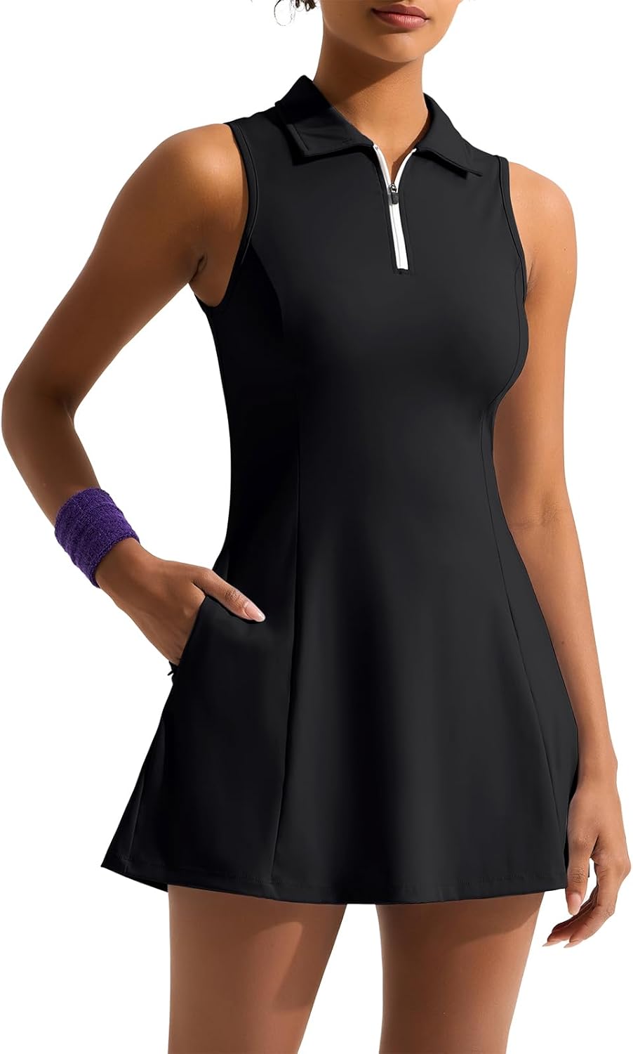 Dokuritu golf dress for women with polo design and pockets