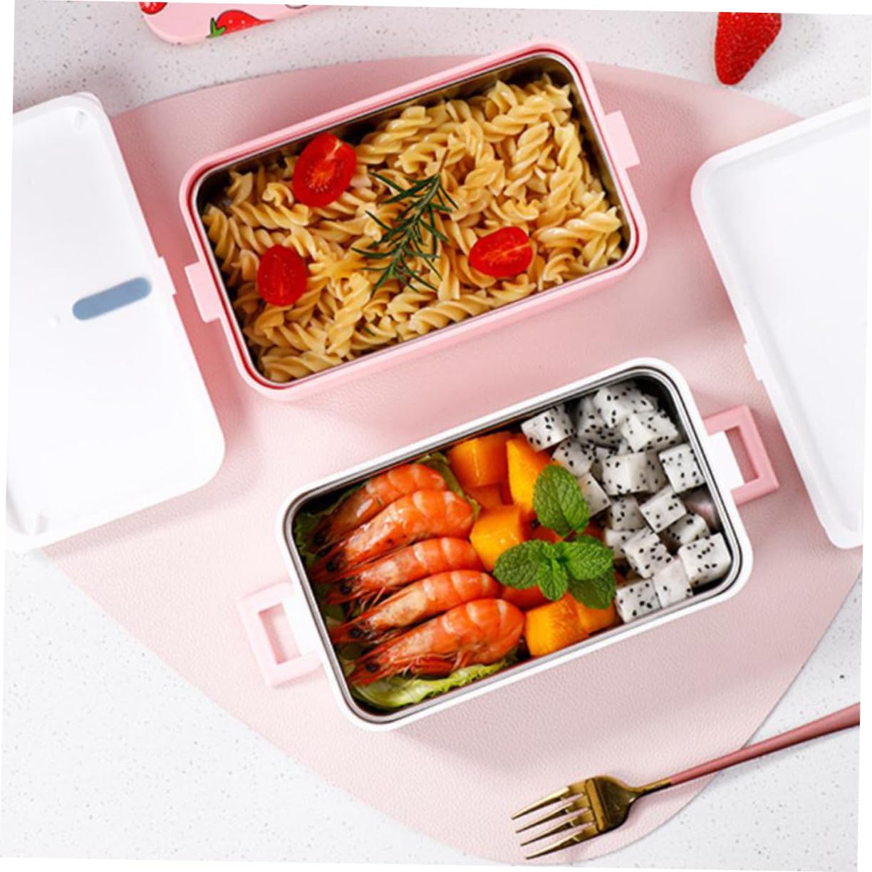Scatola per Merenda Scuola 2 Livelli in Pp, Lunch Container Microonde | Festa Scuola Decor, Portamerenda Adulto, Contenitori per Pranzo, Sacco per Pranzo