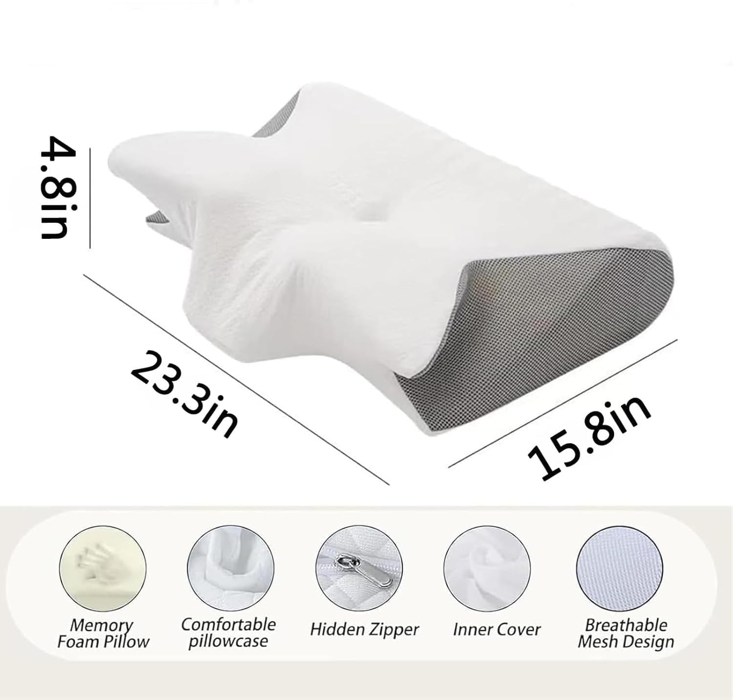 Oreiller SOYA 2.0, SOYA Oreiller, Oreillers Ergonomique Cervical Soyas, 2 en 1Orthopédique à Mémoire de Forme pour Dormir sur Le Dos et Le Côté, Douleurs Cou, Au Dos Et Aux Épaules (C)