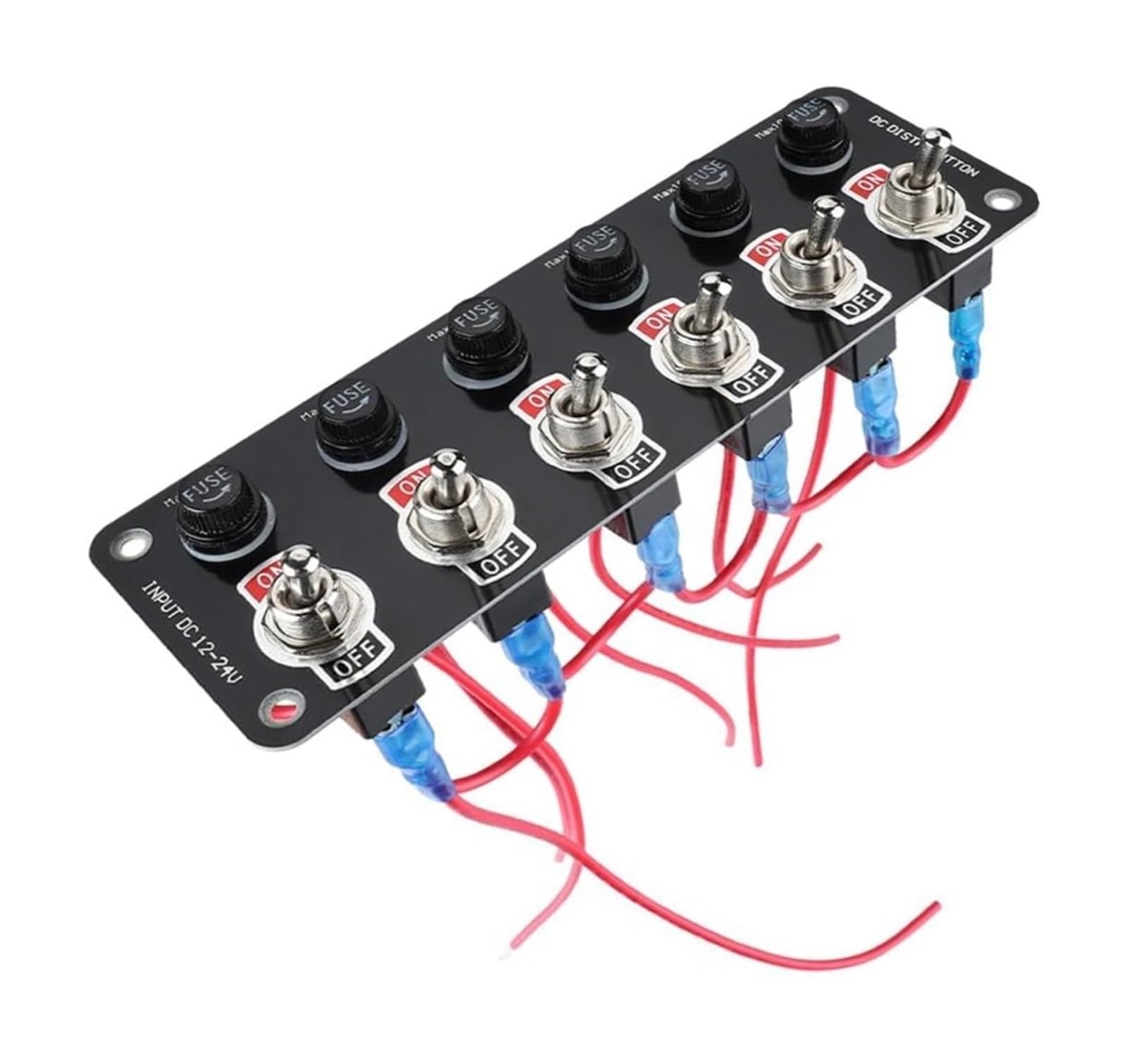 Pannello interruttori marini Interruttore a bilanciere ON/OFF impermeabile a 6 gang con fusibili 10A for 12-24V Barca Yacht Camion Rimorchio SUV RV