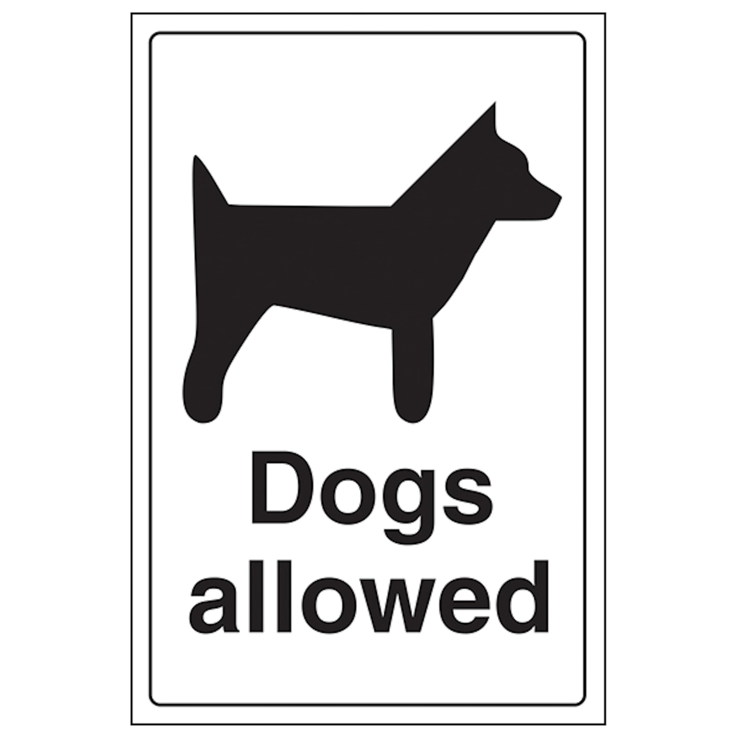 V Safety Dogs Allowed 300 x 400 mm - 3mm Brushed Aluminium Composite Safety Sign